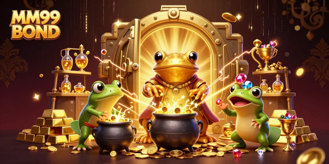 Bet at MM99 BOND's enticing casino with gold coins and treasures everywhere