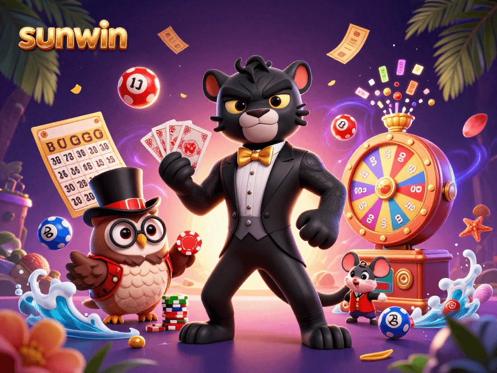Experience exciting gameplay at sunwin with a stylish panther and dynamic lottery elements.