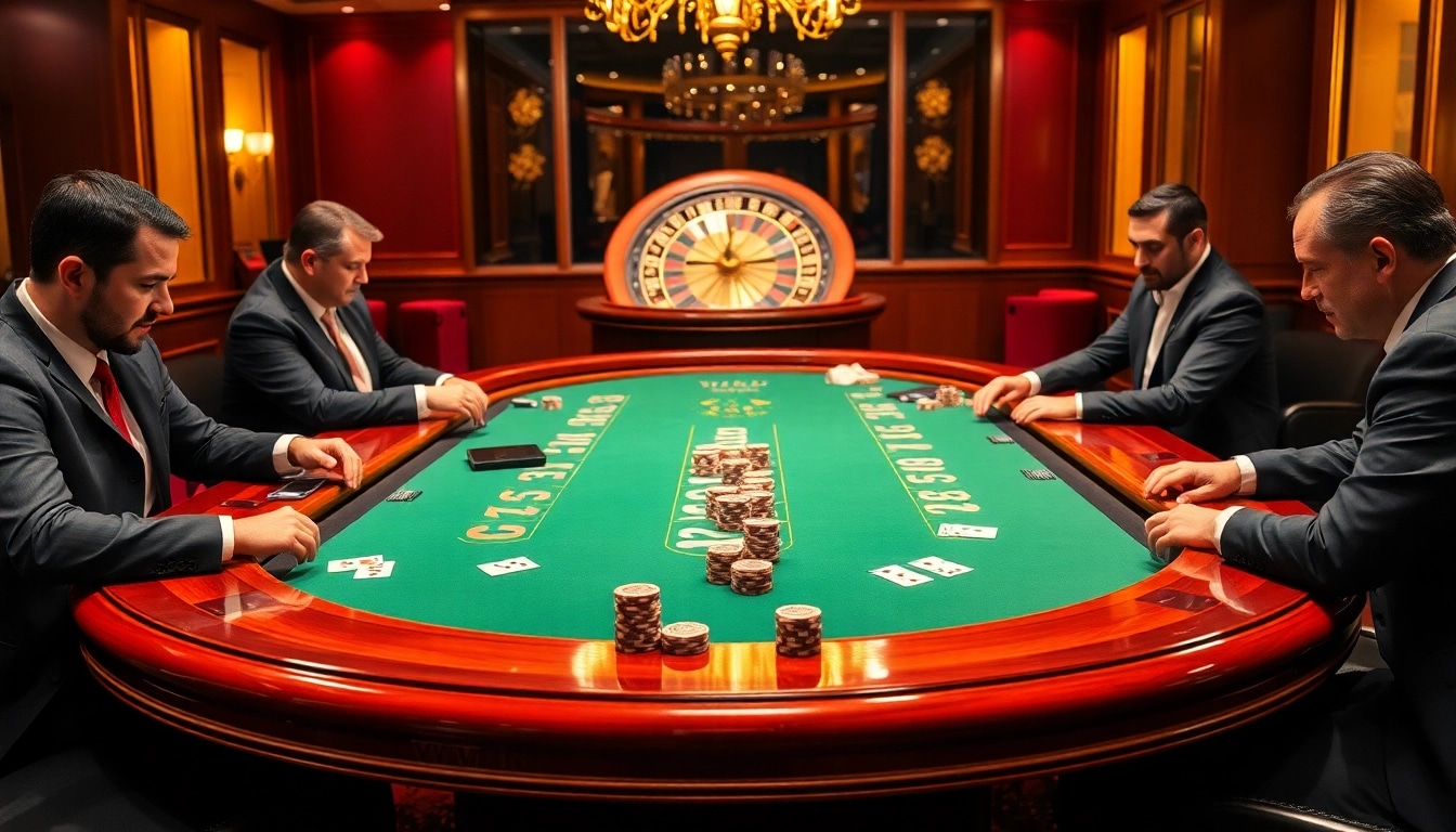 Engaging players at a vipwin casino blackjack table highlighting the thrill of gambling.