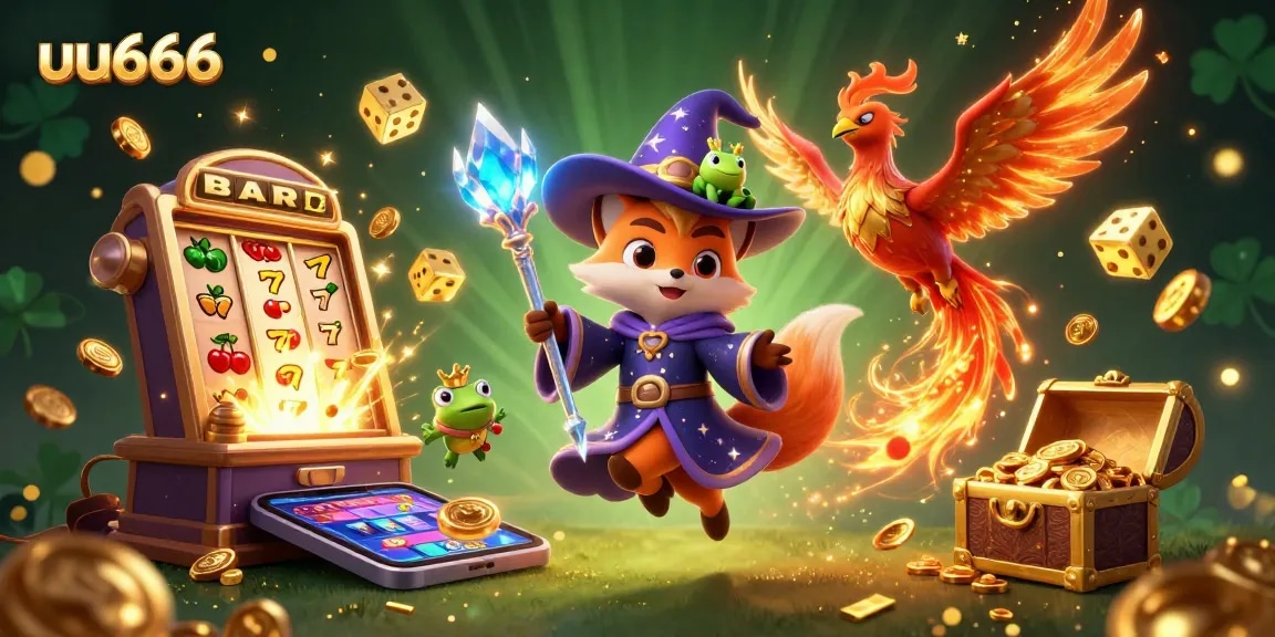 Join the excitement at uu666 with dynamic slot machines, a magical wizard fox, and winning moments!