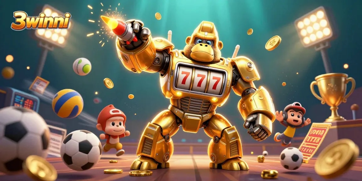 Experience the thrill of 3winni with dynamic gaming characters and vibrant sports elements.