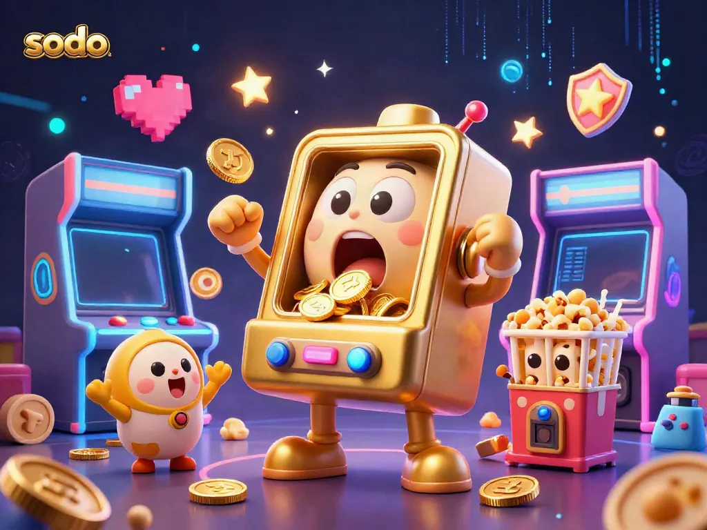 Experience thrilling wins at SODO casino with vivid slot machines and golden coins pouring jackpots!