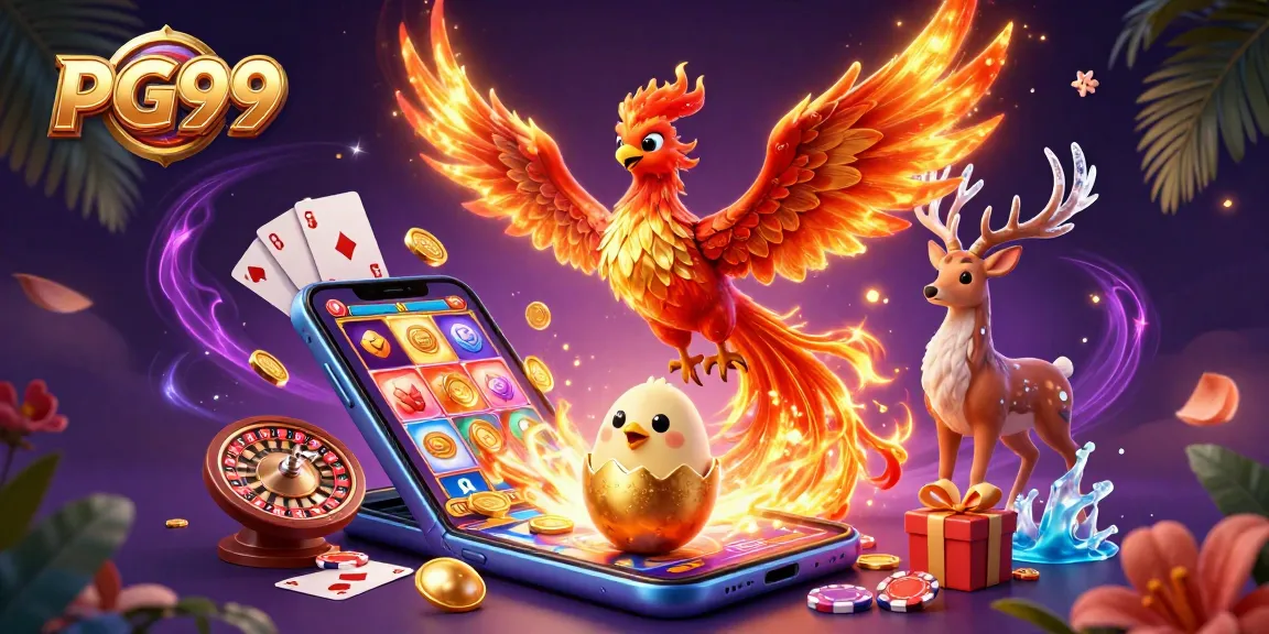 PG99 invites players to engage with vibrant slot games amidst a dynamic casino atmosphere.