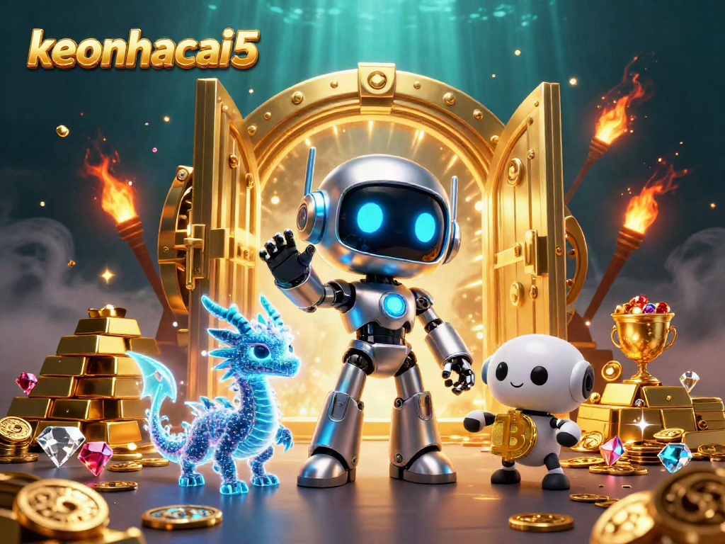 Experience keonhacai5 with vibrant 3D cartoon-style characters amid wealth and casino glamour.