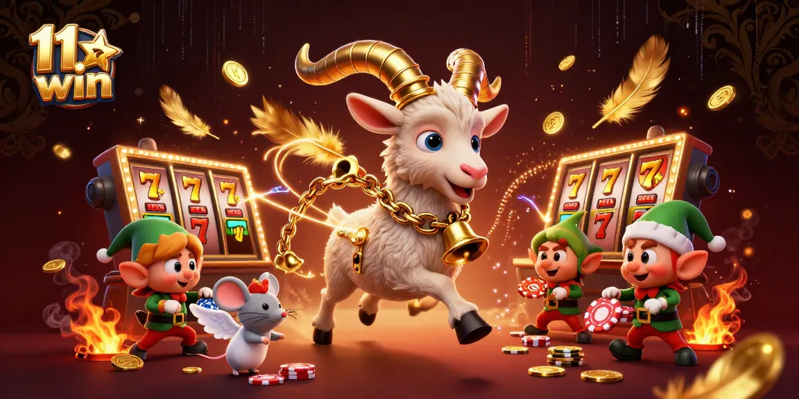 Join the playful chaos of the 11 win casino adventure featuring Krampus, an angel mouse, and mischievous elf gremlins.