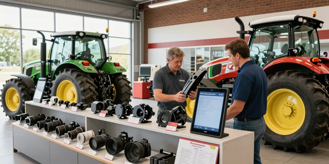 Oryginalne i zamienne części do ciągników rolniczych Fendt, John Deere, New Holland, Massey Ferguson, Claas, Renault, Same w nowoczesnym salonie sprzedaży.