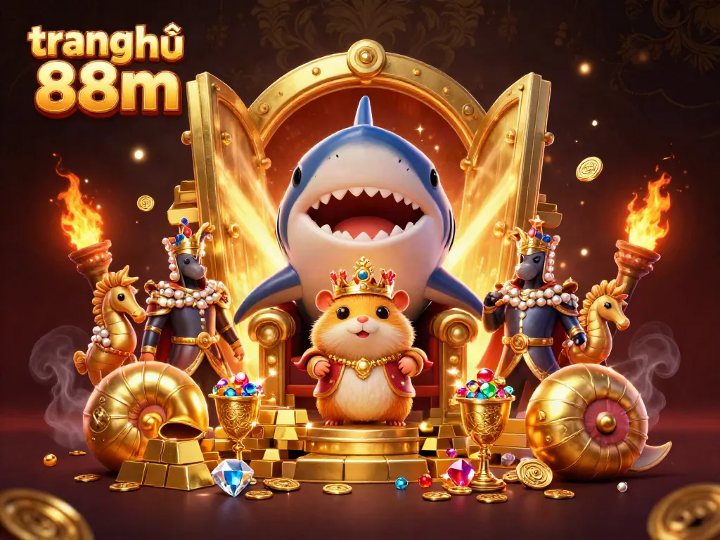 Experience the thrill at trang chủ 88m with the golden hamster king amid stunning treasure and casino elements.
