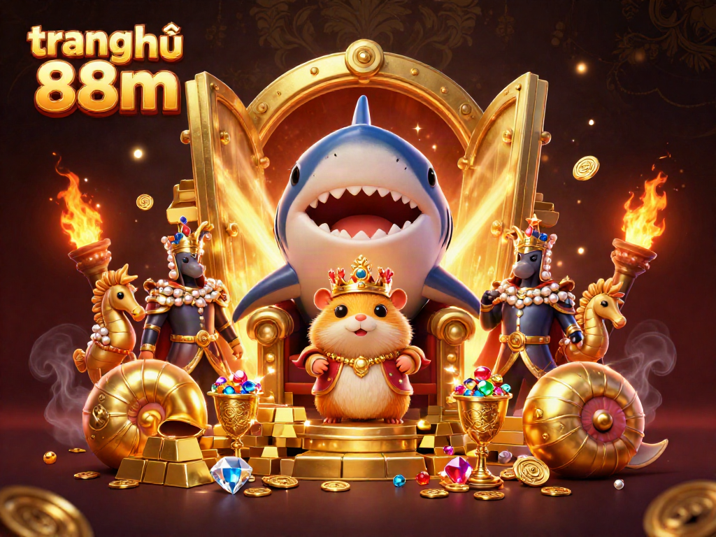 Experience the thrill at trang chủ 88m with the golden hamster king amid stunning treasure and casino elements.