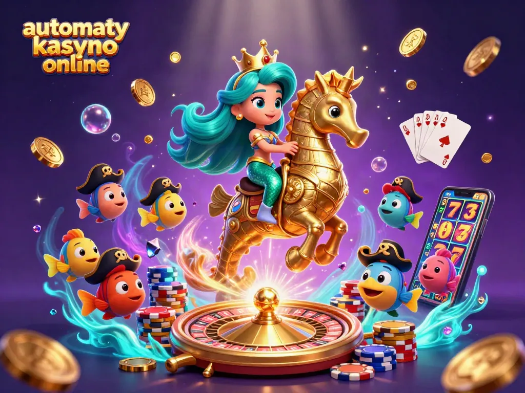Engage in automaty kasyno online with vibrant casino elements and characters in a dynamic underwater scene.
