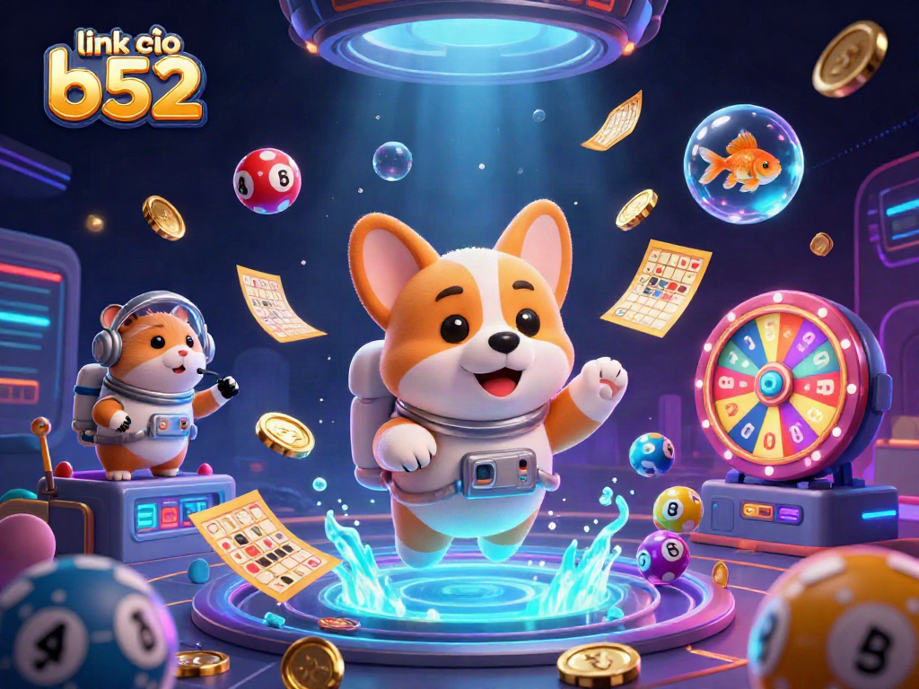 Join the fun at link vào b52 with a whimsical illustration of a floating astronaut corgi in a game casino.