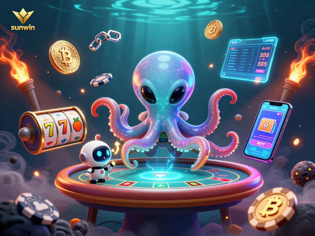 Engage with sunwin's thrilling slot experience amid a vibrant alien-themed scene.