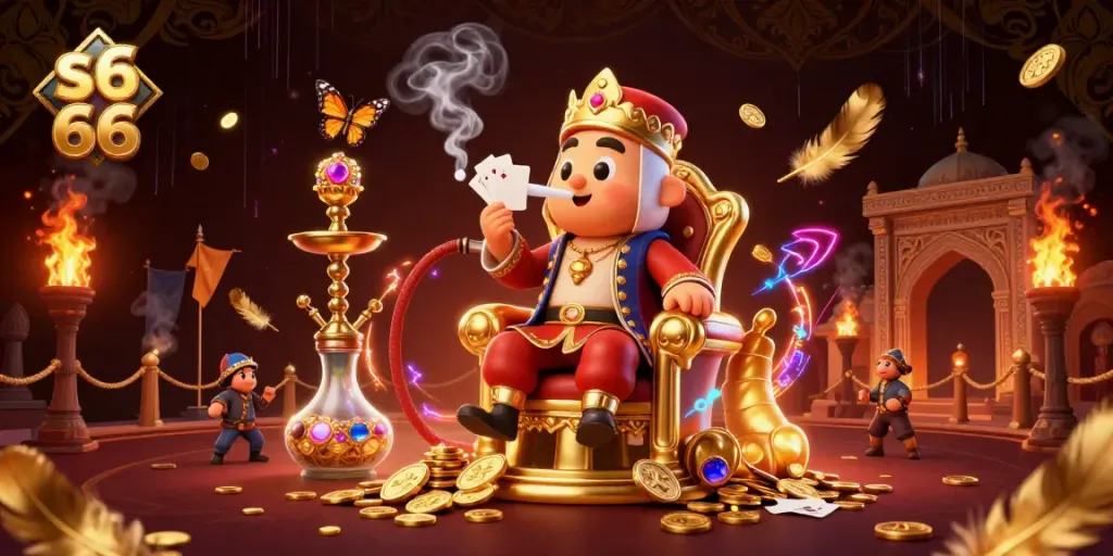 Experience the vibrant world of s6 66 with an engaging 3D illustration of a whimsical caterpillar at a luxurious casino.