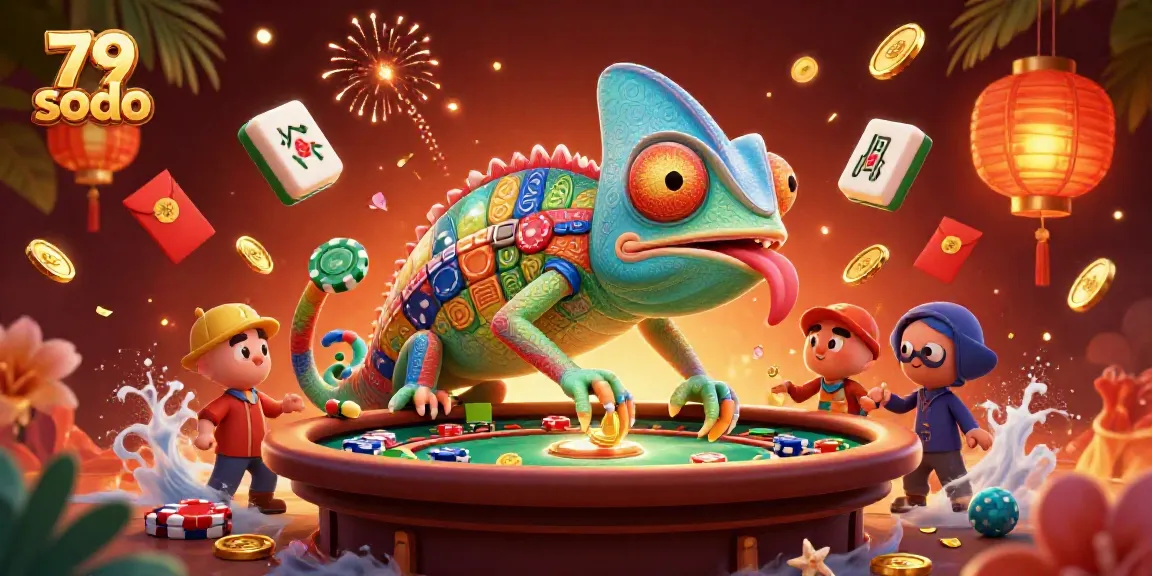 Engage with 79 sodo casino's thrilling environment, featuring a colorful chameleon and dynamic game elements