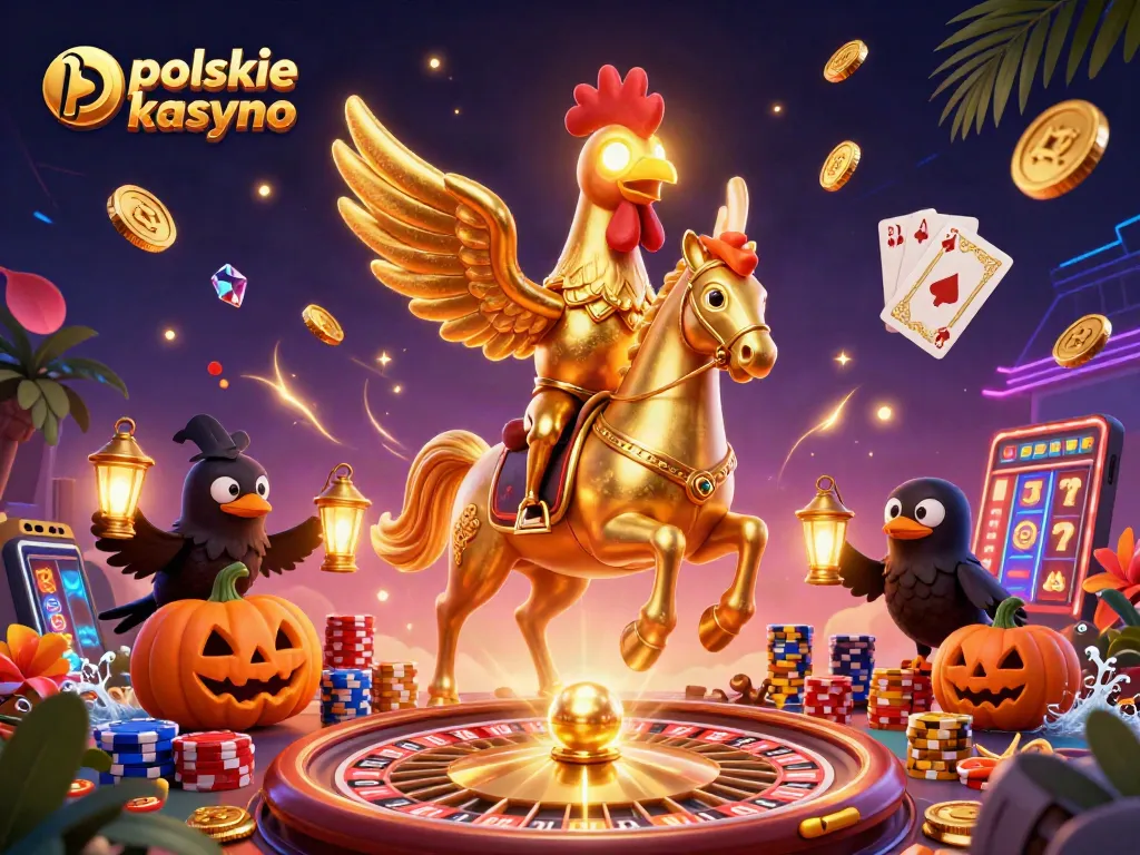 Experience thrilling action at polskie kasyno bitcoin with golden rooster and vibrant casino elements.