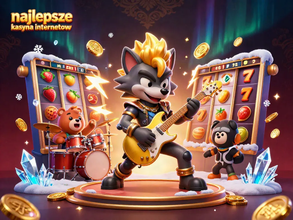 Engaging scene featuring najlepsze kasyna internetowe with lively characters showcasing slots, vibrant elements, and winning excitement.
