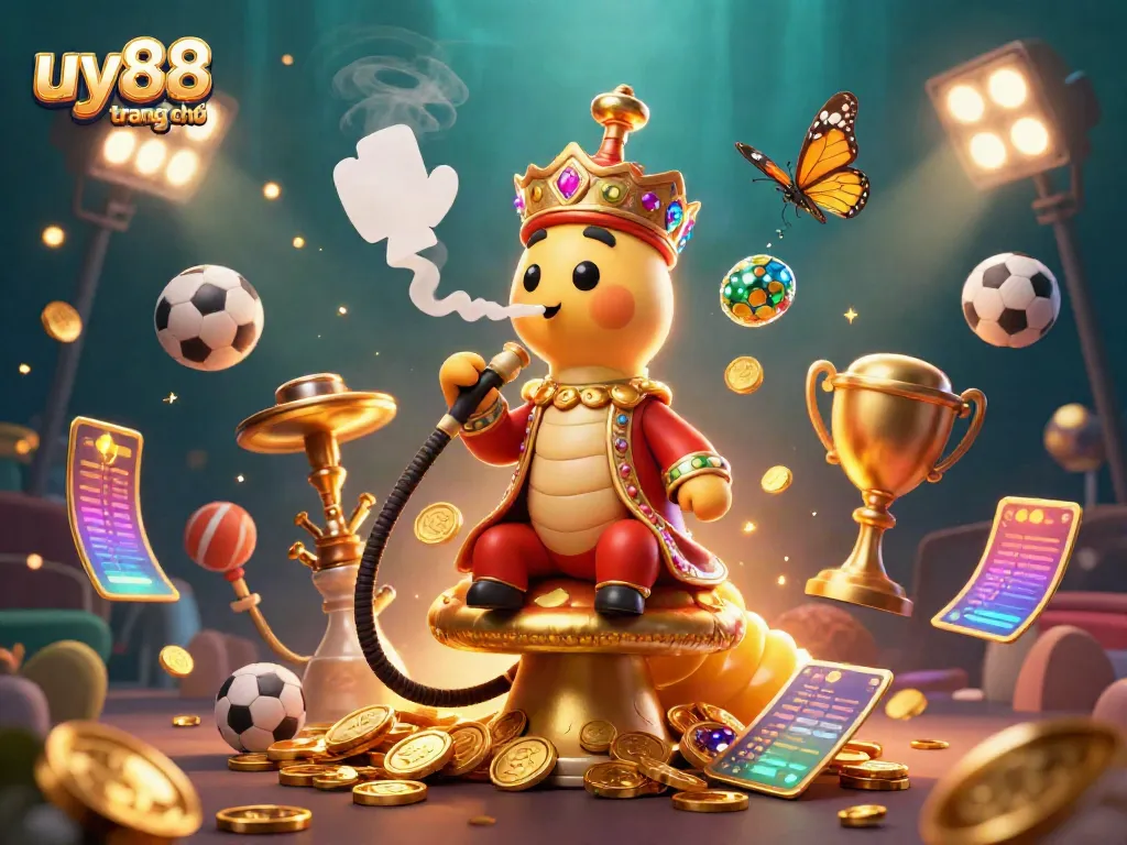 Engage with uy88 trang chủ through dynamic sports and casino action in an illustrated vibrant scene