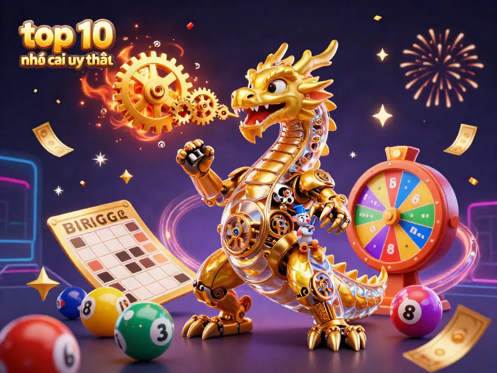 Experience top 10 nhà cái uy tín with colorful lottery elements in a vibrant casino scene.