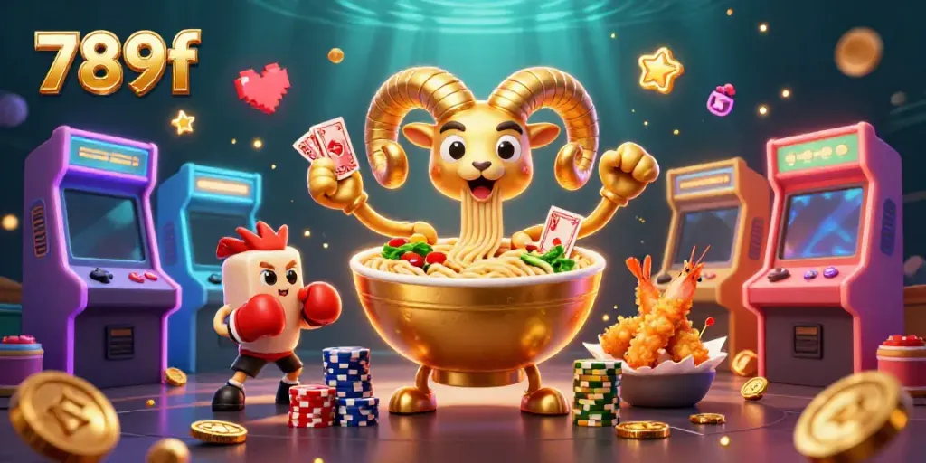 Engage in thrilling casino action with 789f's vibrant 3D characters like ramen bowl dealers and sushi roll dealers.