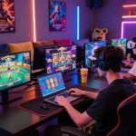 Engaging hitclub online gaming scene with a player immersed in colorful games and vibrant atmosphere.