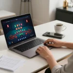 Playing blackjack on laptop while exploring the thrilling features of 789win online casino