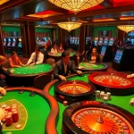 Players enjoying casino games at F168.COM amidst vibrant tables and elegant atmosphere.