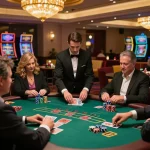 Experience the thrill of gaming at 678vip's sophisticated blackjack tables with players enjoying an immersive atmosphere.