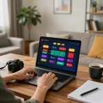 Engaging in an online casino game with F8bet, focusing on strategic bets and cozy home environment.