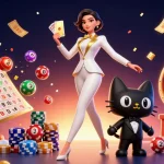 Experience the thrill of gambling with Giấy phép hoạt động emphasized in a vibrant casino scene featuring a tuxedo-clad dealer.
