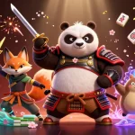 BDBAJEE offers thrilling gameplay with a fierce panda samurai and a ninja fox amidst vibrant casino elements.