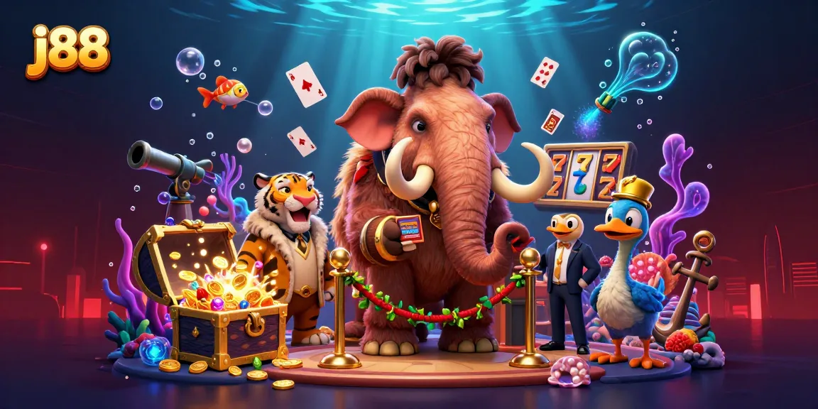 Engage with j88 for an exciting casino experience featuring vibrant characters in a lottery-themed atmosphere.
