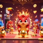 Engage with lv88t1 and enjoy playful pangolins rolling golden balls amid vibrant casino elements.