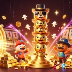 Engage in the exciting world of nohu90 with a vibrant 3D casino scene featuring jackpots and game symbols.