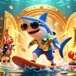 Experience the thrill of 888jili-ph with a vibrant underwater casino scene featuring a shark, clownfish, and crab among gold coins.