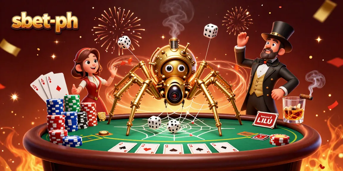 Engage in thrilling games at sbet-ph with unique steampunk spider catching dice and poker elements.
