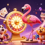 Spin the prize wheel with ex88 at this vibrant gaming scene filled with excitement and rewards.
