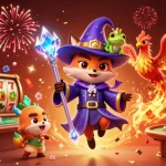 Engage with thrilling gameplay at 747live-ph featuring a wizard fox, phoenix, and slot reels.