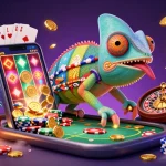 Engage with 888new's vibrant casino world featuring a chameleon owner in action.