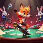 Experience the thrill of qs88 with a colorful 3D cartoon scene of gaming excitement and action.
