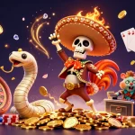Experience TR88 with a mariachi rooster and friends celebrating a jackpot in a vibrant casino scene.