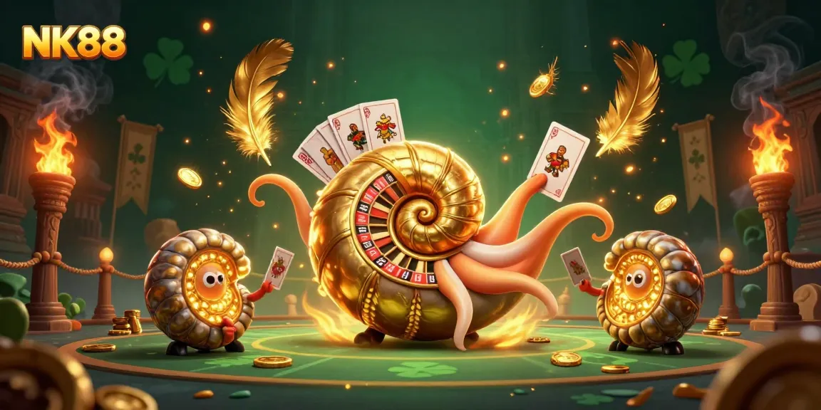 Experience thrilling gameplay at NK88 with a vibrant 3D casino scene featuring dynamic characters.