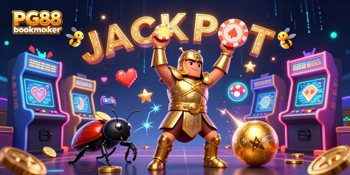 Engage with the PG88 bookmaker and experience thrilling gameplay with cartoon characters celebrating a jackpot!