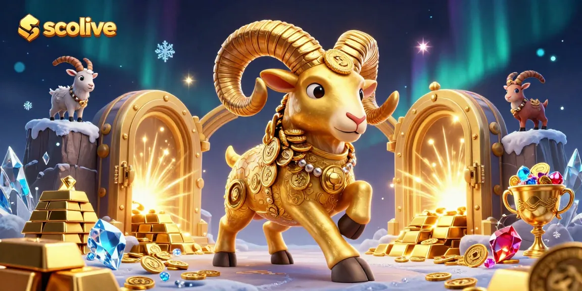 Socolive showcases a thrilling gambling scene with a golden ram charging at a vault filled with treasures.
