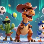 Join the 888TOP casino adventure with a T-Rex cowboy and dynamic gambling elements for an immersive experience.