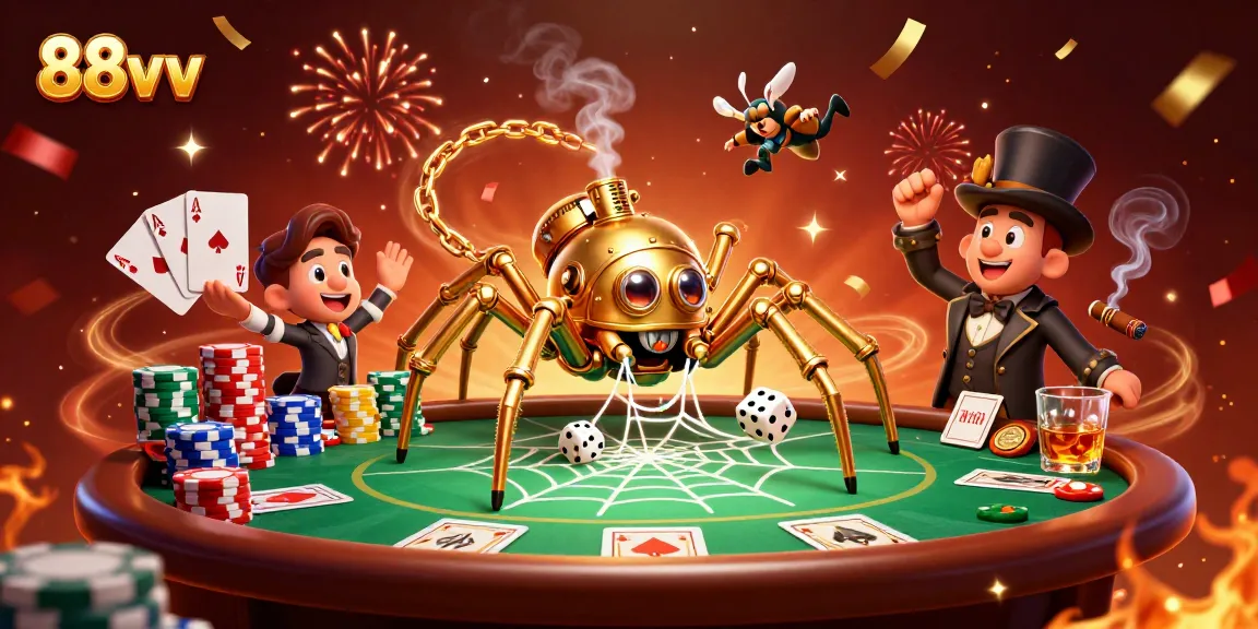 Experience the thrill of 88vv with a captivating steampunk spider-catching dice scene.