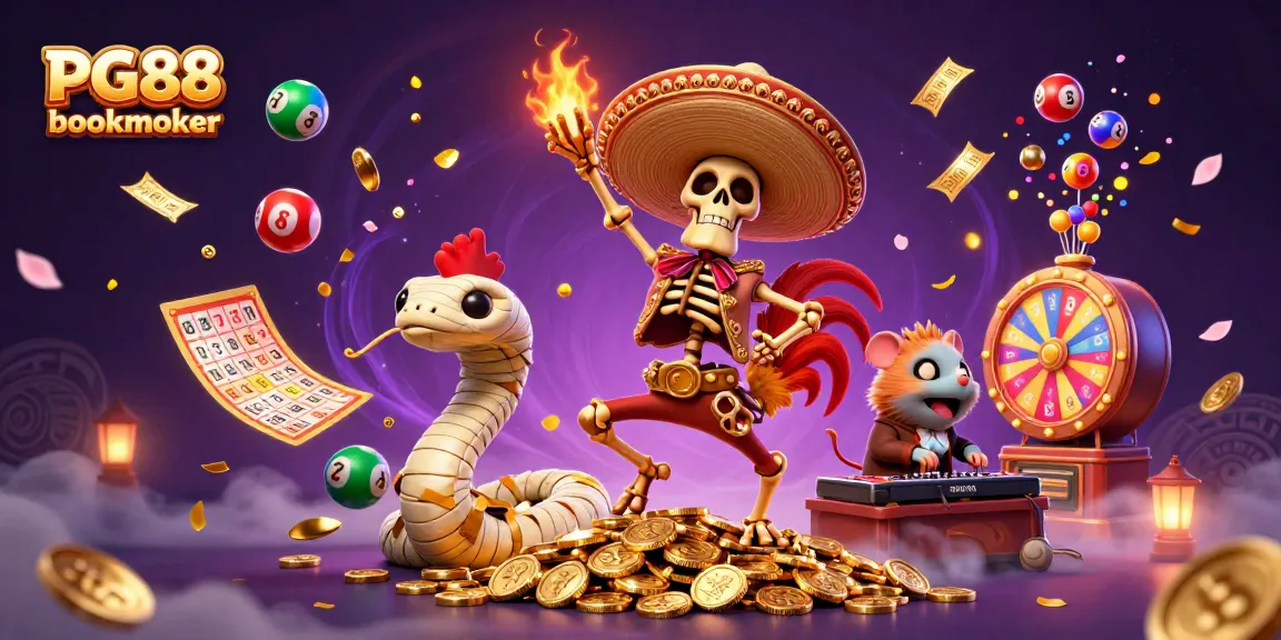 Experience the excitement of PG88 bookmaker with this vibrant 3D illustration showcasing dynamic casino elements.