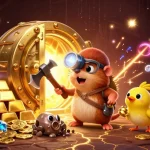33WIN offers a thrilling gaming experience as a treasure hunter mole and canary uncover riches in a vibrant casino scene.